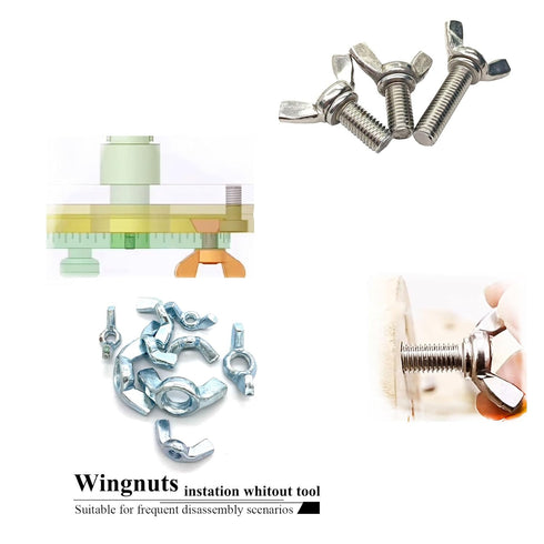 Yoliko 38 5 5/32",3/16",1/4",5/16",3/8" Pcs Sizes Wingnuts, Quality Carbon Steel Wing Nuts Zinc Plated Fasteners Parts