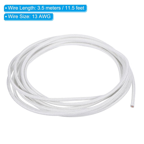 PATIKIL 11.5Ft 13 AWG High Temperature Wire, -60-350 Degrees Celsius Insulated Heat Resistant Cable, White
