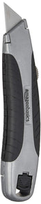 Amazon Basics Retractable Utility Knife with 3 Blades, Soft Grip, Black/Silver