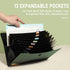 Marte Vanci Expanding File Folder, 13 Pockets Accordion Folder, A4 Letter Size with Elastic Cord Closure and 12 Labels