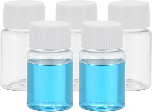 PATIKIL 5 Pcs 20ml PET Wide Mouth Reagent Bottles with Screw Cap for Lab Liquid Storage