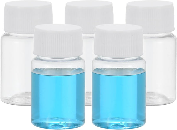 PATIKIL 5 Pcs 20ml PET Wide Mouth Reagent Bottles with Screw Cap for Lab Liquid Storage