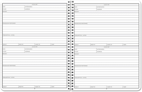 BookFactory Cat Journal/Cats Health Record Book/Vet LogBook, 100 Pages, 8.5" x 11", Wire-O Health Notebook