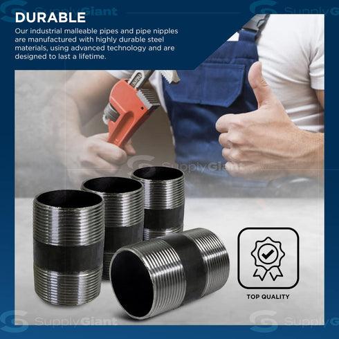 OQCM2025-5 Nipple Pipe, 2 in. x 2-1/2 in, Black, 5 Pack