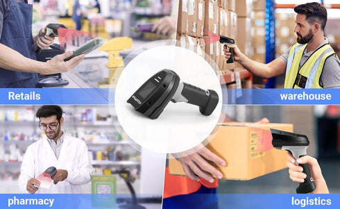 onewscan 1D 2.4G 2 1 Barcode Scanner Wireless, Laser Bar Code Scanners with Stand Wireless & USB Wired Connection Plug