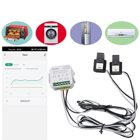 Tuya App Smart Two-Way Bilateral WiFi Energy Meter AC110V 220V 80A with 2PCS 80A CT Current Transformers Clamps
