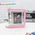 Mini Kpop Binder, Business Card Holder, Photocard Collector, 3-Ring Pink Zipper Clear PVC Cover