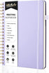 WEMATE Simplified Meeting Notebook, 200 Pages with Action Items, PU Leather Hardcover for Project Planner - Light Purple