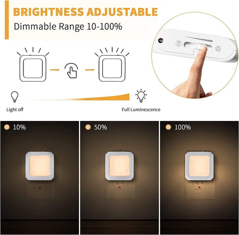 SZJIANDA Dimmable Kitchen,2 Pack Night Light with Auto Dusk Dawn Sensor, Night Lights Plug-into Wall with Brightness
