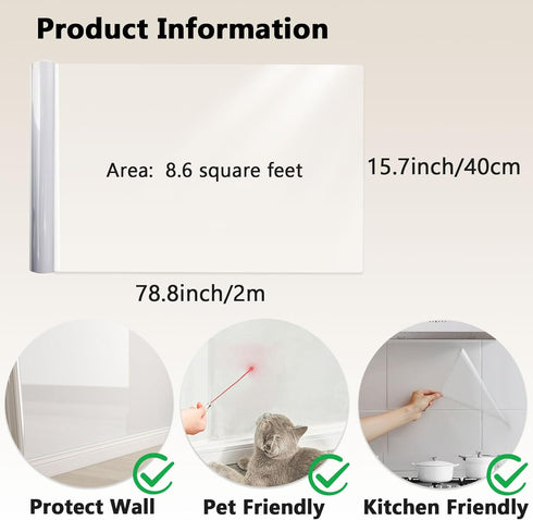 Clear Contact Paper, 15.8" Peel and Stick Wallpaper for Bathroom, Removable Transparent Wall Protective Film