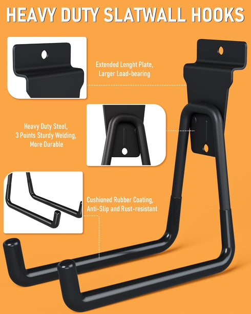 INCLY 36 Pack Heavy Duty Slatwall Hooks, Black Slatwall Panel Accessories for Garages, Retail Stores
