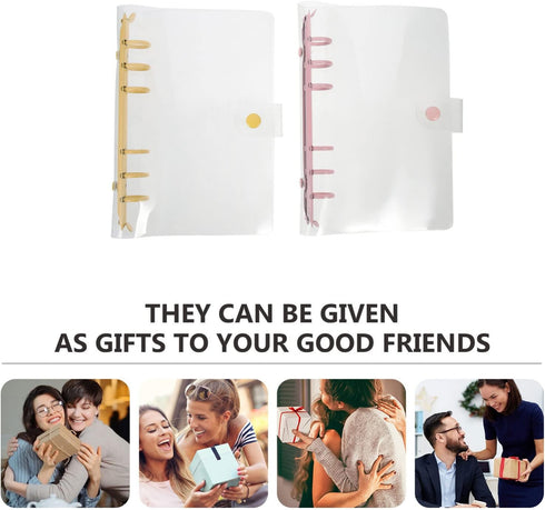 Cute Binder 2pcs Clear A6 6- Ring Binder Cover Notebook Shell Refillable Planner Binder Cover Protector Snap Button Closure Loose Leaf Folder for Meeting Travel Office Office Decor by STOBOK