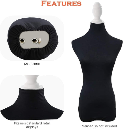 NAVADEAL Black Superb Mannequin Fabric Cover, Soft Stretchy for Fashion Designer Retail Boutique Store