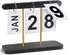 Roucerlin Wood & Metal Perpetual Flip Calendar, Reusable Wooden Desk Calendar Standing Flip,