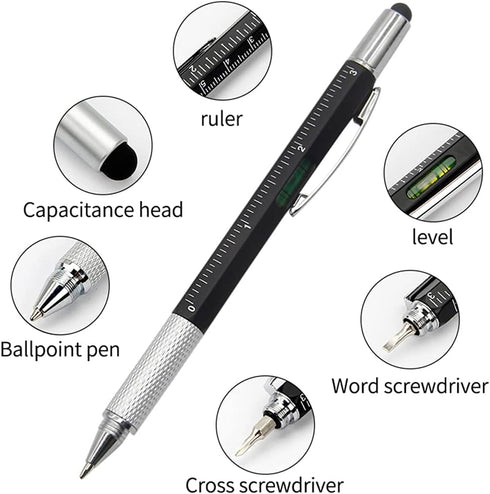 Screwdriver Pen Multitool Pen Touch Screen Stylus Ballpoint Tech Tool Pen Gadgets Ruler Level Metal Hexagon Pen for Men Office Outdoor Supplies 3 Pack by EastyGold