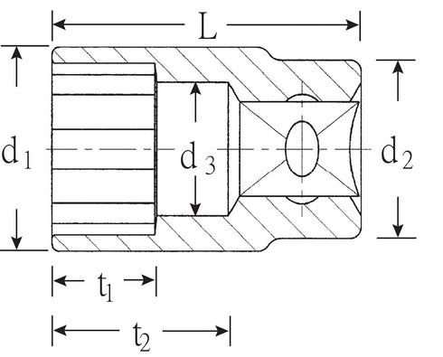 Stahlwille 03410036 5/8" Bi-Hex Socket: High-Performance Steel, Chrome-Plated, Thin-Walled for Tight Spaces