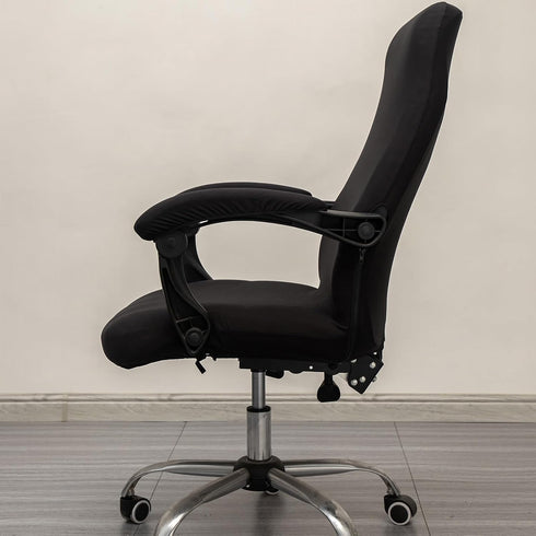 Office Chair Cover with Arm Covers - Universal Stretch Desk Chair Cover, Computer Chair Slipcovers (Size: L) - Black by Melaluxe