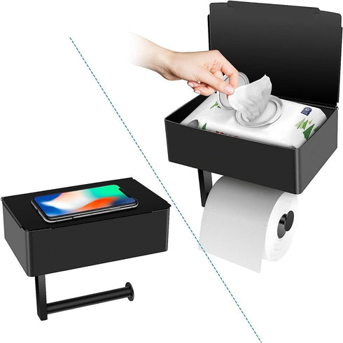 Toilet Paper Holder with Storage, Shelf of Bathroom Toilet Tissue Holder, Toilet