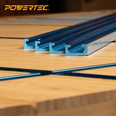 POWERTEC 71067 48 Inch Universal T-Track - Double-Cut Profile with Predrilled Mounting Holes, 1PK