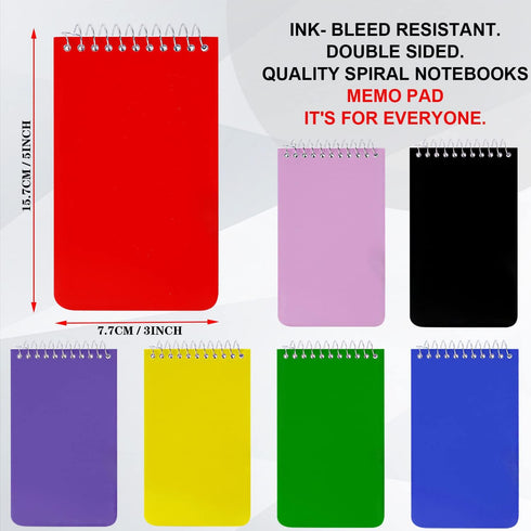Small Notebooks, Pocket Notebook 3x5, Spiral Notepads, Memo Pads For Office, Home, School - Lined College Ruled Paper, Mini Notepad - 75 Sheets Per Notebook, 7 Colors Notebooks (14 Pack) by XiQiDianr