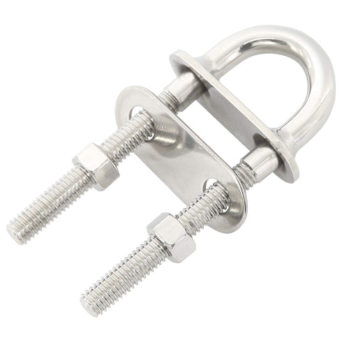 NovelBee 2-Pack 3/8" Stock Stainless Steel Stern Bow Eye U Bolt with Welding Plate, 4" Overall Length