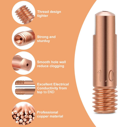 FORTON 30-Pack Mig Welder Tips 0.035" Contact Tip for Mig Welding Gun, Copper
