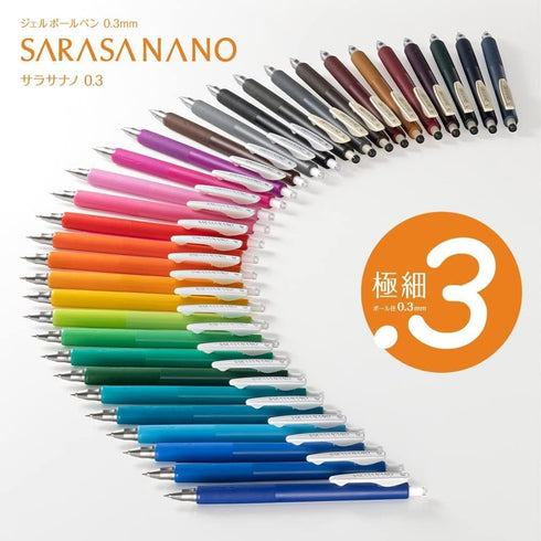 Zebra Sarasa Nano JJH72-BK4C-AZ Gel Ballpoint Pen, 0.01 inches (0.3 mm), Black Color, Set of 4 Colors by (ZEBRA)