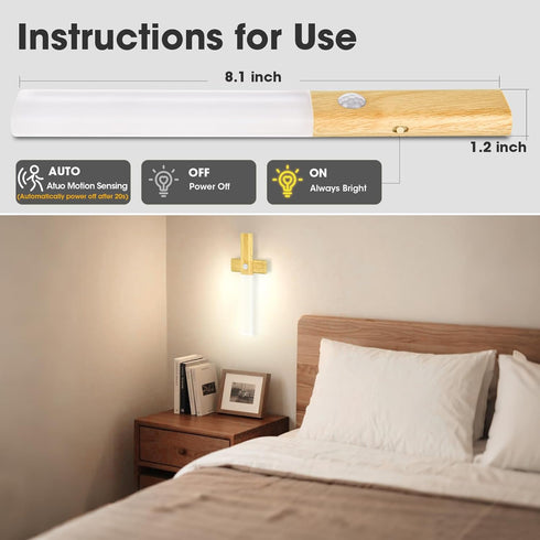 Picture,6000K LAVAED Motion Sensor Lights Indoor,LED Rechargeable Battery Operated Wall Sconce Magnetic Stairway Night