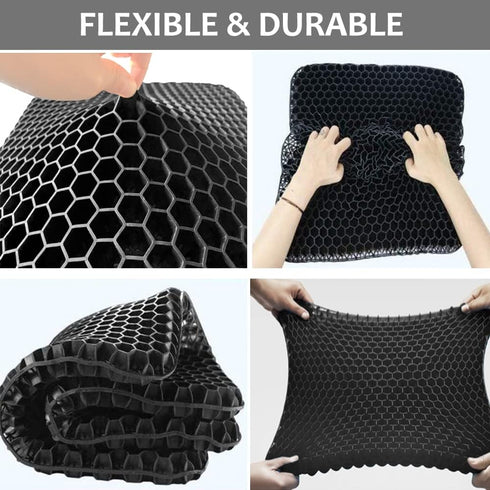 Gel Enhanced Seat Cushion - Double Thick Honeycomb Breathable Design - Non-Slip Cover for Long Sitting - Office Chair