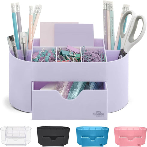 Lavender Desk Organizer for Office Supplies, Pen Holder Desktop Organization for College Dorm, White Lavender