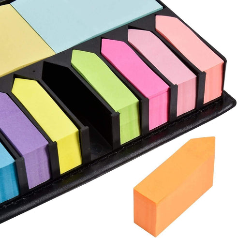 Tiger Sticky Memo Notes Holder with Index Tab Flags, Leather Like Case, Multi