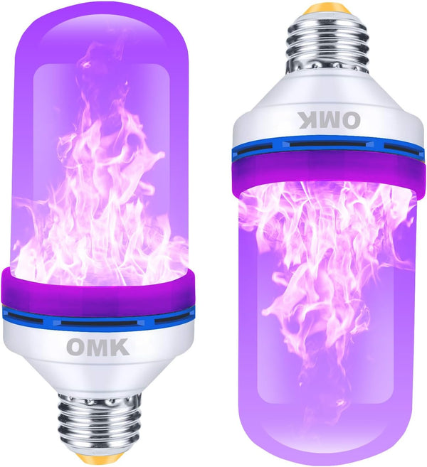 Upgraded Purple LED Flame Light Bulbs 2Pack, Flickering Light Bulbs with Gravity Sensing, E26 Base Flame Bulb
