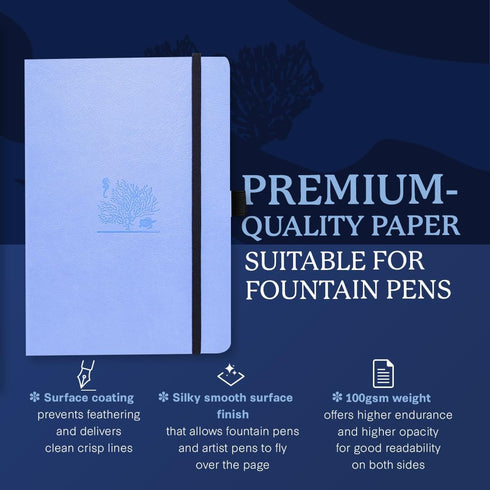 Dingbats - Earth Dotted A5 Medium Notebook, Sky Blue Great Barrier Reef, Hardcover, Cream 100gsm Ink-Proof Paper