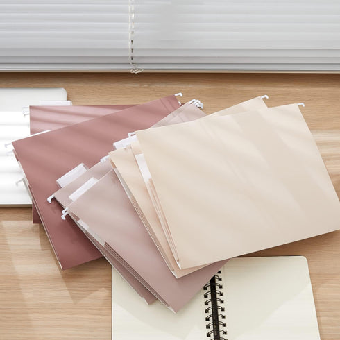Y YOMA 6 Pack Extra Capacity Hanging File Folders, Letter Size Accordion Decorative Organizer with 1/5-Cut Tabs, Mocha