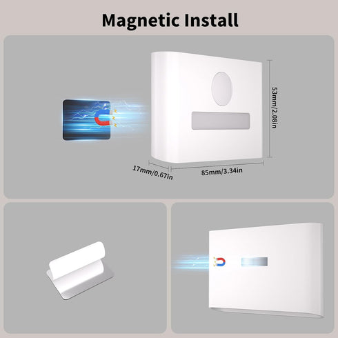3 Dimmable Stairs,Hallway,Closet,Cabinet,Bedroom,White WOBSION Rechargeable Wireless Motion Sensor Stair Lights