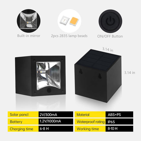Mailbox, 2 Pack Solar Wall Lights Outdoor Waterproof Solar Fence Light LED Downlights with Warm White & RGB Modes