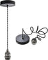 1-Light 4.92ft, E26 E27 Mini Pendant Light Kit, Adjustable Pendant Lights Cord Pearl Black Ceramic Socket Black Ceiling