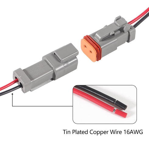 AITRIP 6 Kit 2Pin Way Electrical Wire Connector, 2Way DT Automotive Waterproof Male Female Plug
