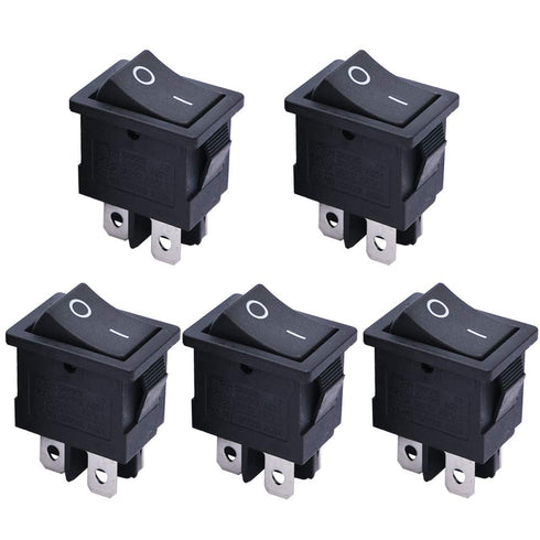 mxuteuk 5pcs Snap-in DPST Rocker Switch Toggle Power ON-Off Switch for Car Auto Boat Household Appliances