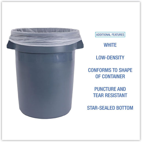 BlueDogSupplies 21-30 200 Count, 0.5 Commercial Every Day Value Gallon Trash Bags White, Regular Mil Garbage Bags