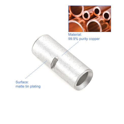 40PCS Butt Terminal Electrical Wire Connectors, Gauge 8 6 4 Tinned Copper Crimp Splices Cable Ferrules