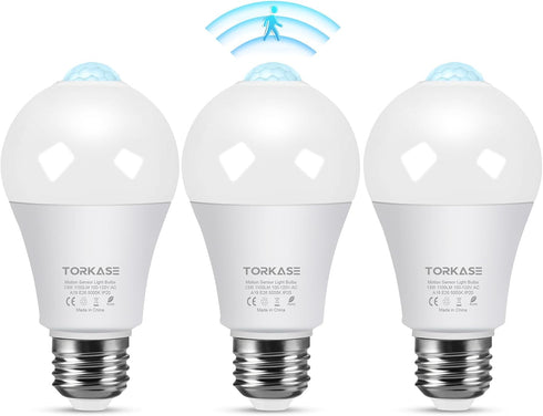 Motion Sensor Light Bulbs 13W (100W Equivalent), 3 Pack A19 E26 Motion