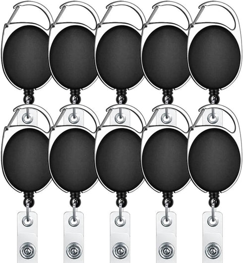selizo 10pcs Retractable Badge Holders, ID Badge Clips with Carabiner Reel Clip