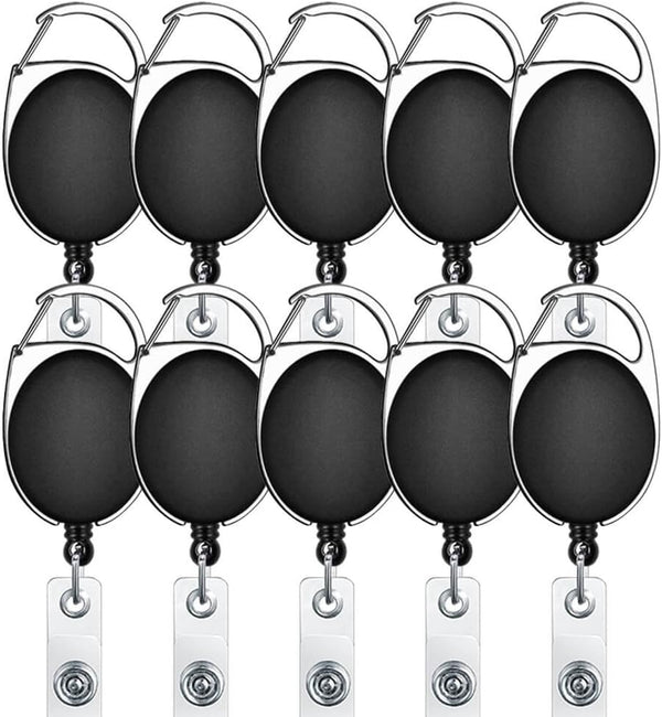 selizo 10pcs Retractable Badge Holders, ID Badge Clips with Carabiner Reel Clip