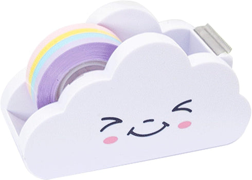 Cloud Tape Dispenser, Cute and Stylish Durable Desktop Office Supplies, Rainbow Funny Tape for Packaging Stationery