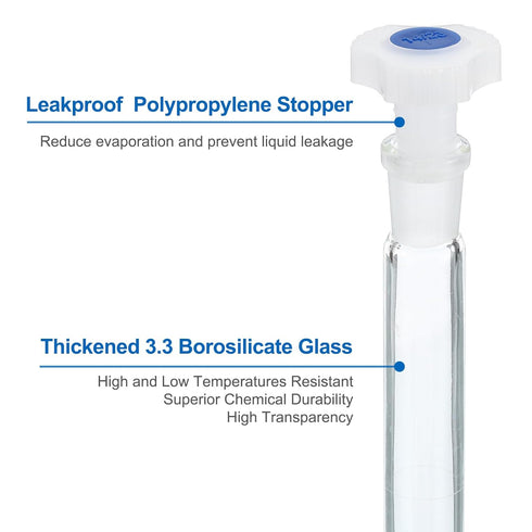 PATIKIL 100ml Volumetric Flask, 8Pcs 3.3 Borosilicate Glass Graduated Measuring Flask with Plug Cap