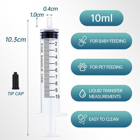 40 Pack 10ml Plastic Syringe for Scientific Labs, Dispensing, Measuring, Watering, Refilling, Multiple Uses