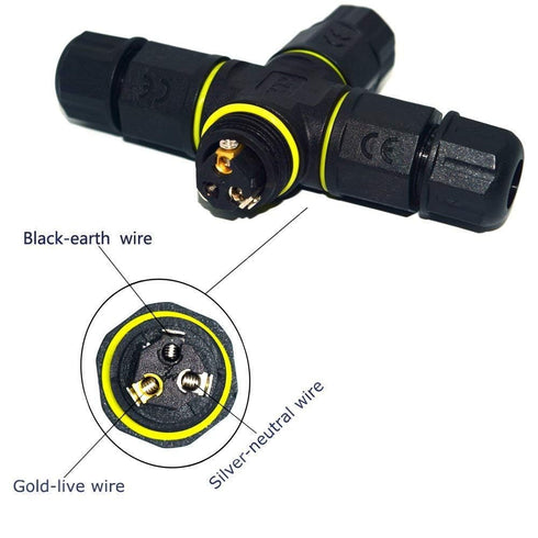 3 Way 3Pin IP68 Waterproof Junction Box,Ideal for 4.5mm-10mm Outdoor Waterprrof Junction Cable,Used for Outdoor Road Landscape Lights, car Decoration etc.