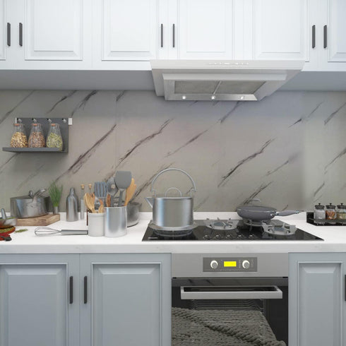 JSEVEM Grey White Marble Wallpaper, 15.74" 118.11" Self Adhesive Removable Decor for Kitchen Countertop