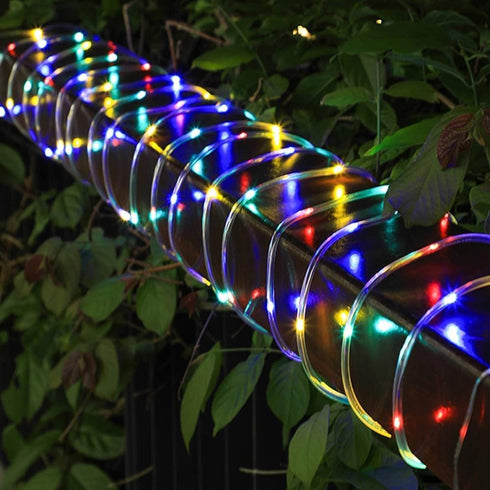 33FT 100L IP65 Honche Solar Rope Light Weatherproof Outdoor LED Copper Fairy String Tube Lights for Party Garden Porch